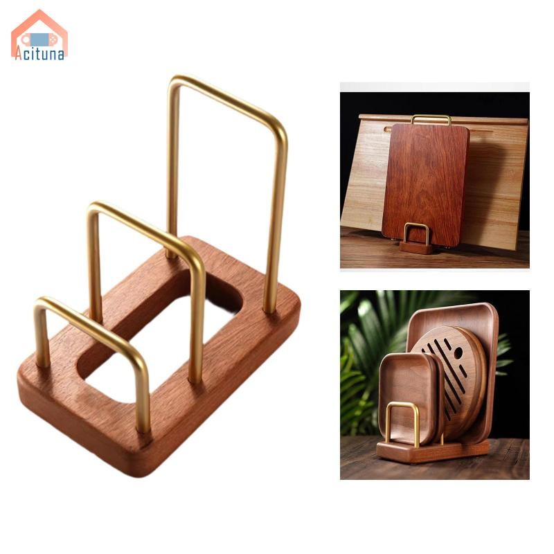 Giá đỡ thớt, Giá đỡ bằng gỗ và kim loại cho nồi và nắp chảo, cắt