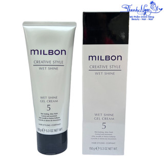 Sáp tạo kiểu và tạo cảm giác ướt tóc Milbon Wet Shine Gel Cream 5 150g [ TN ]