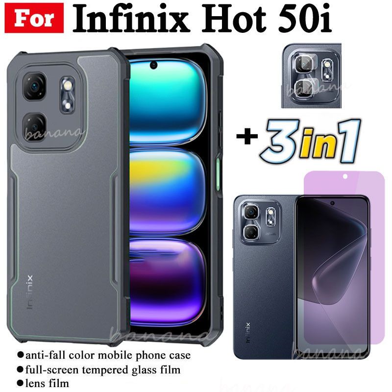 Infinix Hot 50i Hot 50 Pro Ốp Điện Thoại Chống Sốc Cho Infinix Hot 50 4G Hot 50 5G Kính Cường Lực Và Ống Kính Chống Tia Xanh