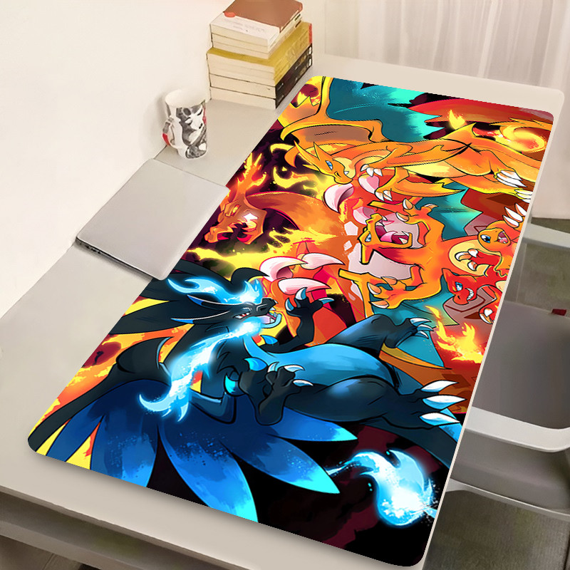 Fiery Dragon Mouse Pad Laptop Anime Nhật Bản Bàn Phím Chơi Game Thảm PC P-pokine C-charizard Mousepad XL Kawaii Mở Rộng Bàn Chơi Thảm