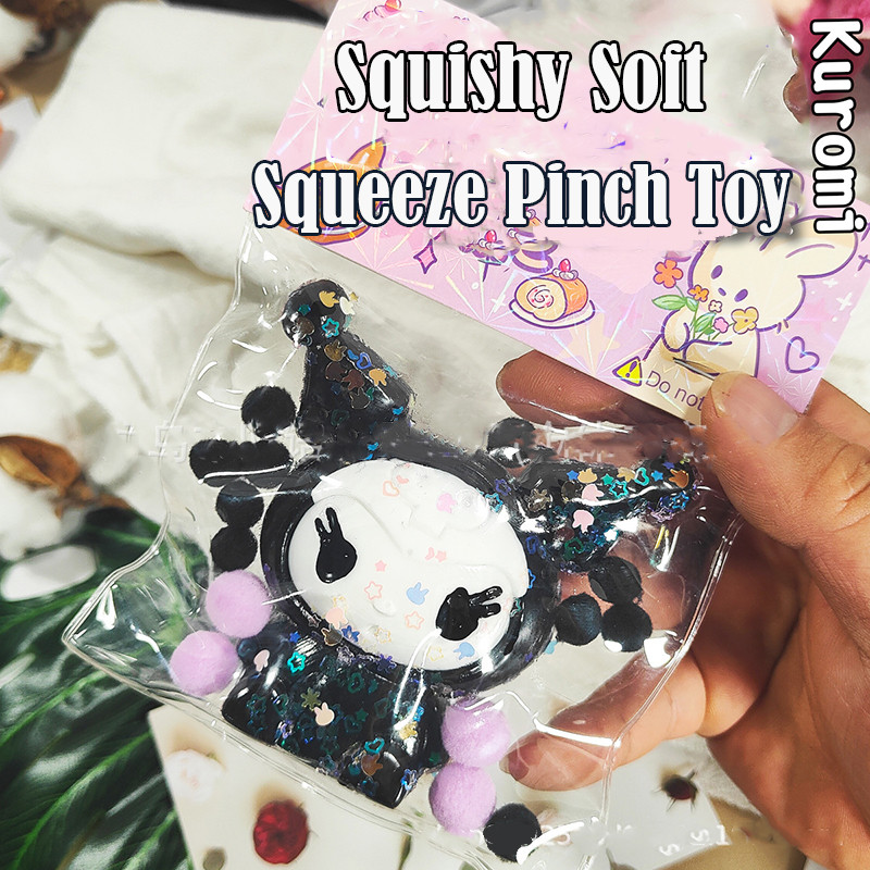 Sanrio Hoạt Hình Dễ Thương Kuromi Bóp Đồ Chơi Blingbling Chống Căng Thẳng Đồ Chơi Người Lớn Silicone Pinch TPR Mềm Giải Nén Căng Thẳng Đồ Chơi Cho Trẻ Em