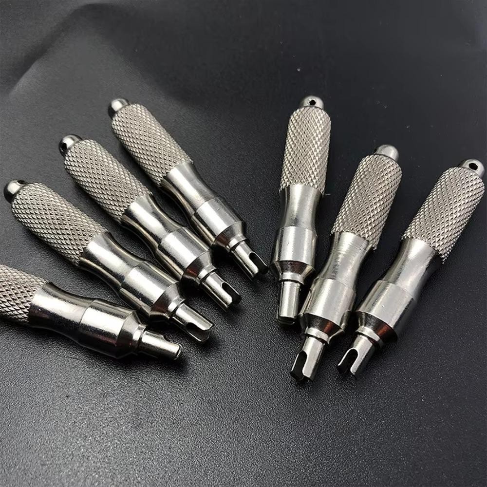 Cờ lê van lốp JVSUB, Tua vít sửa chữa lốp bằng thép không gỉ chống gỉ, Chất lượng cao với vòng chìa khóa Công cụ loại bỏ lõi van lốp đa năng cho ô tô, xe máy