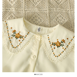 Phong Cách Hàn Quốc Nữ Nữ Rời Vintage Thêu Hoa Dài Tay Áo Sơ Mi
