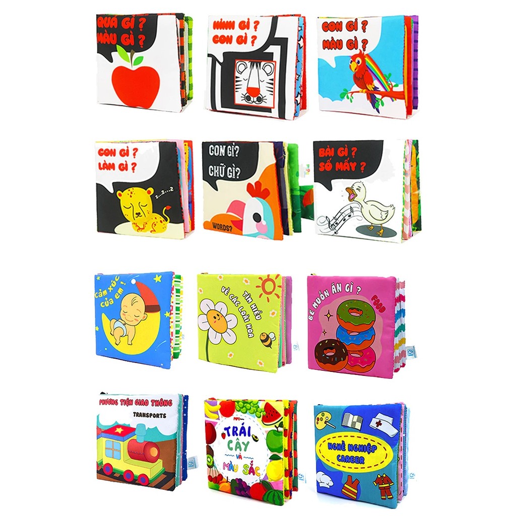 Ảnh Sách Vải Song Ngữ Việt Anh Phát Triển Tư Duy và Đa Giác Quan Cho Bé Sơ Sinh Size Nhỏ 12x12cm - PiPo Vietnam 2