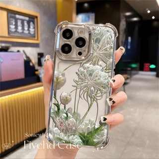 Ốp Điện Thoại Hoa Sang Trọng Cho iPhone 11 16 15 14 13 12 Pro Xs Max XR X 7 8 Plus HD Trong Suốt Vỏ TPU Mềm Vỏ Điện Thoại Di Động Chống Sốc Ốp Lưng Bảo Vệ