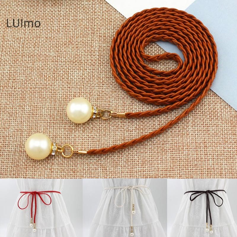 Thắt lưng thun nữ LUImo có trang trí ngọc trai mô phỏng, SBS 60-100 cm