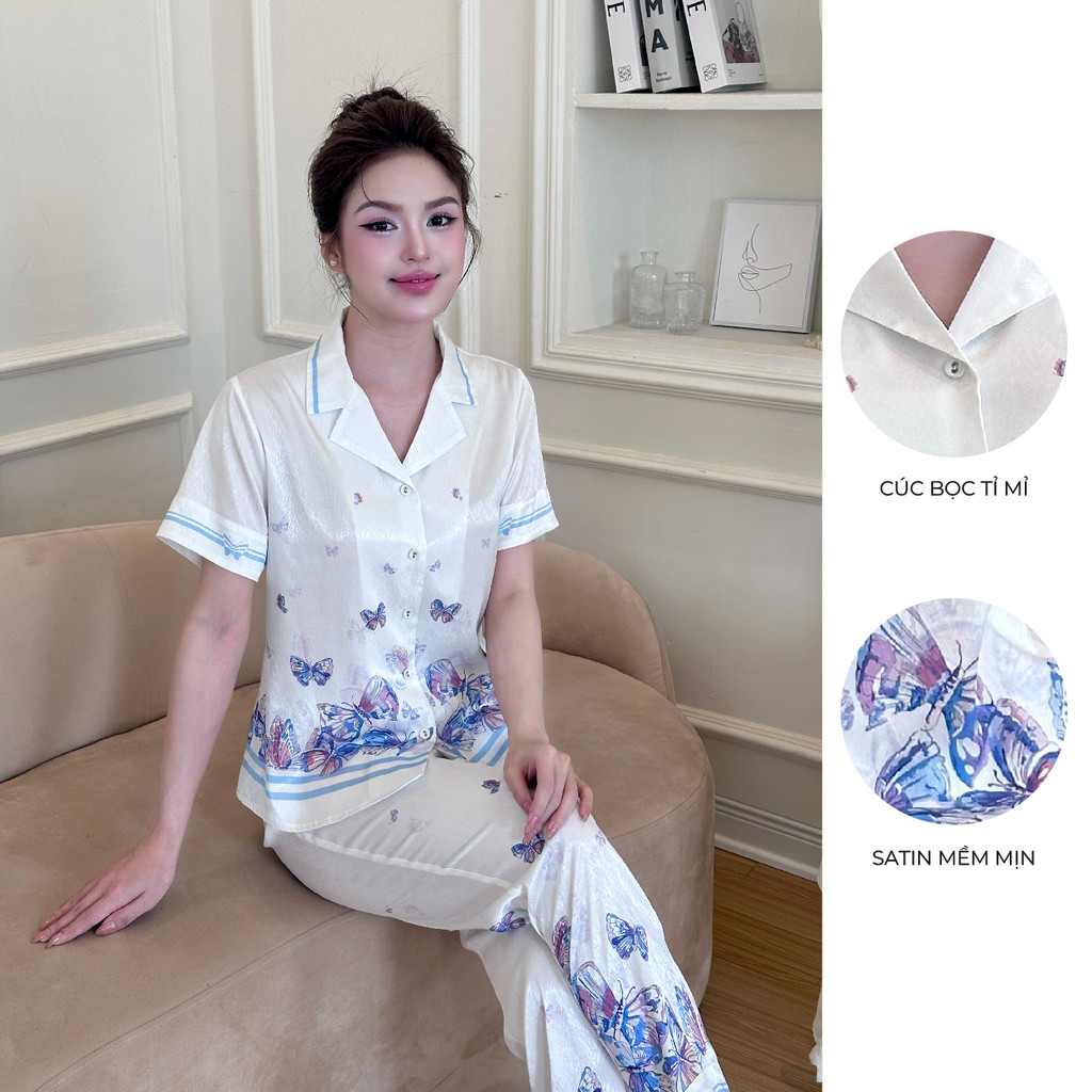 Ảnh BỘ MẶC NHÀ SHE BY ZAM - A75 - HỌA TIẾT HỒ ĐIỆP XANH 3