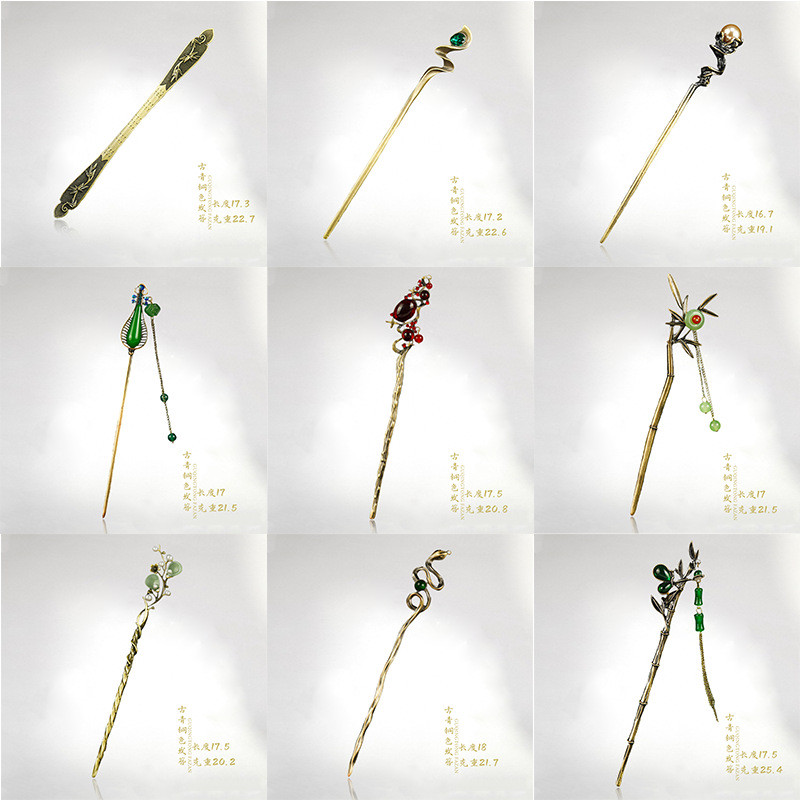 Kẹp tóc kim loại cổ điển, ngọc trai đồng, phong cách Trung Quốc, Hanfu