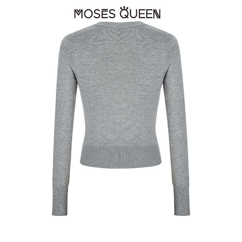 MOSESQUEEN Dệt Kim Cardigan Nữ  Mới Mỏng Và Skinny Pháp Đa Năng Nút Áo Khoác Top #59260 | BigBuy360 - bigbuy360.vn