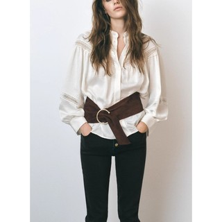 Zara Spring Nữ Niche Ren Trang Trí Nhẹ Nhàng Cổ Áo Sơ Mi Trắng2113900