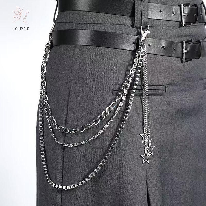 Hnkmp Punk Thời Trang Ngôi Sao Eo Dây Xích Đơn Giản sel Quần Dây Xích Cá Tính Hip Hop Nhiều Lớp Eo Dây Xích Quần Áo Phụ Kiện Quà Tặng.