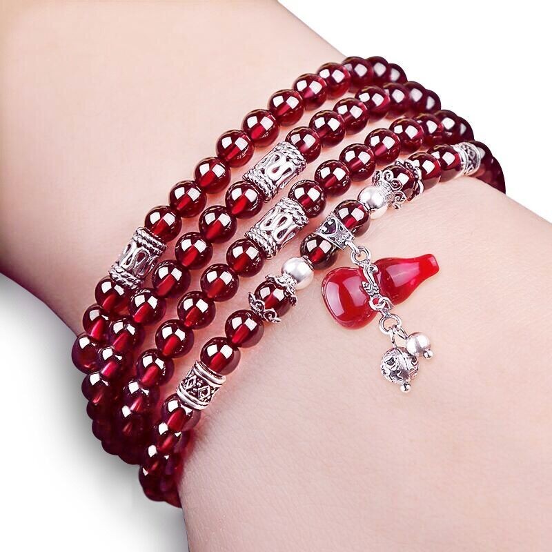 ✨Vòng Tay Garnet Đỏ Nhiều Vòng Quanh Dài Tinh Tế Người Phụ Nữ Đá Cặp Đôi Bạn Gái Nữ Quà Tặng Sinh Nhật 25.4.9