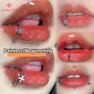 < zhuliye789 > 1 Vòng mũi giả bằng thép không gỉ Vòng vách ngăn C Kẹp môi Bông tai Mũi giả xuyên thấu Trang sức cơ thể nữ Không đục lỗ