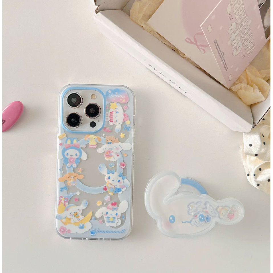 Ốp lưng cứng Tương thích với iPhone 13 13Pro 13ProMax 14 14Pro 14ProMax 15 15Pro 15ProMax 16 16Pro 16ProMax 17 17Pro 17ProMax Ốp nam châm họa tiết Cinnamoroll màu xanh lam