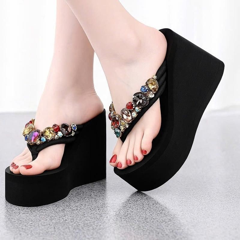 DÉP KẸP XỐP CAO CẤP ĐÍNH ĐÁ 5F,7F,9F,dép nữ xinh đi chơi đế cao,dép đi biển nữ BB