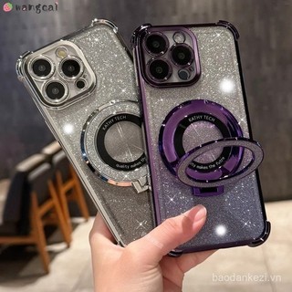 Cho Oppo RENO 13F 13 A5 PRO f A60 reno13 trường hợp điện thoại với từ tính thu hút chủ đứng vàng mạ sáng bóng sáng long lanh sang trọng chống rơi mềm vỏ trường hợp vỏ ốp lưng