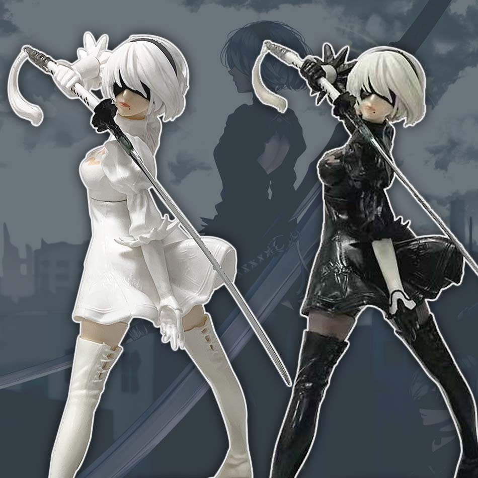 Trò Chơi NieR Anime Nhân Vật 9S 2B Đứng Nhân Vật Hành Động 9S 2B Các Bức Tượng Nhỏ Búp Bê PVC Đồ Chơi Mô Hình Người Lớn Bộ Sưu Tập Tượng