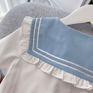 Set váy thủy thủ bé gái phong cách Hàn – Đồ bộ bé gái mùa hè áo cổ bèo nơ xinh xắn
