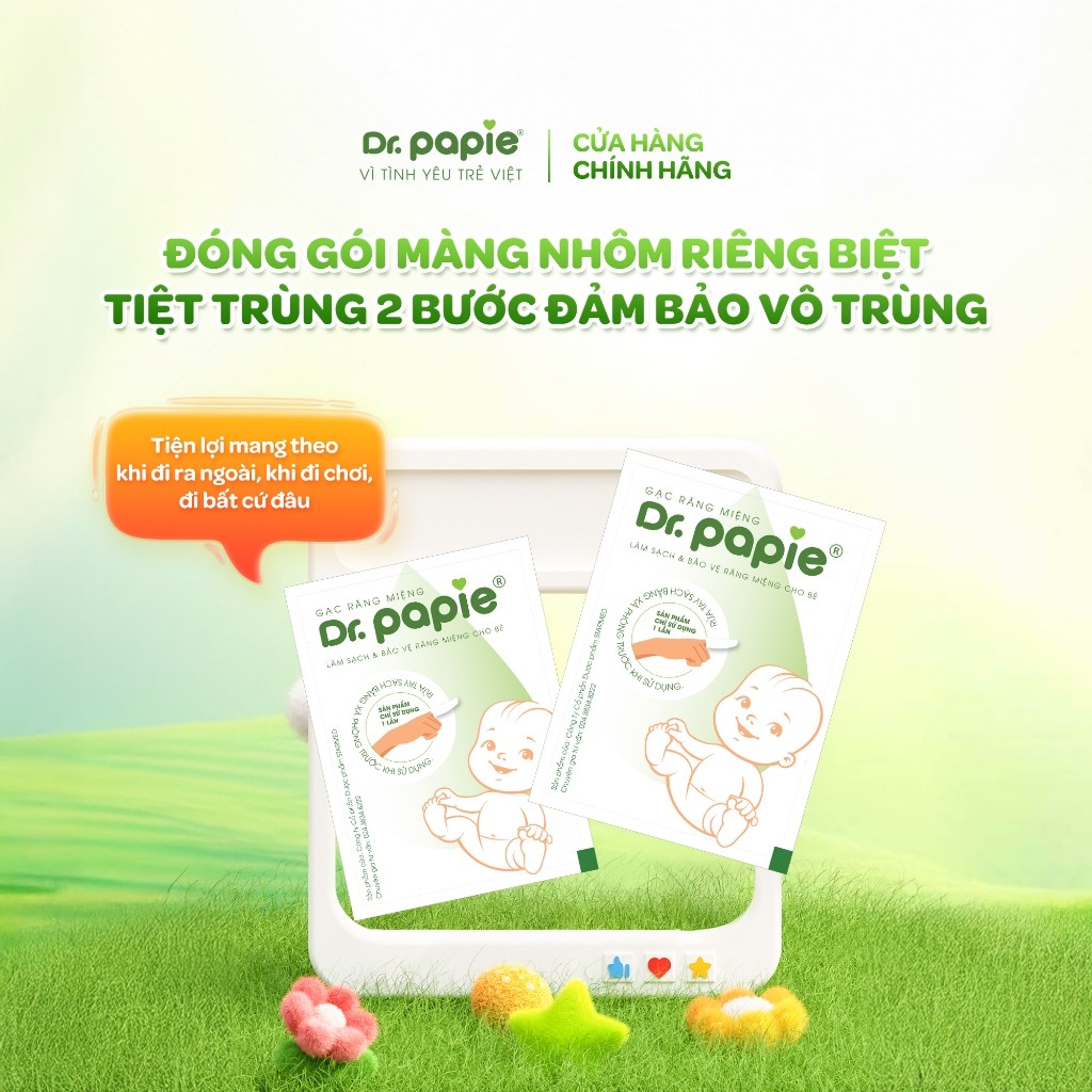 Ảnh Gạc Rơ Lưỡi Dr.Papie Tiêu Chuẩn 5SAO, Làm Sạch Răng, Lưỡi, Nướu và Khoang Miệng Cho Bé - 30Gói/Hộp 4