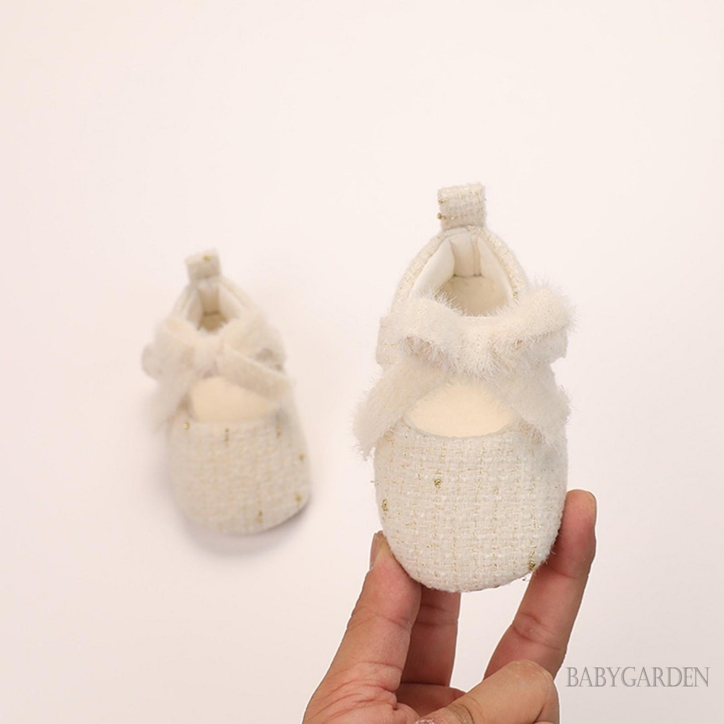 / / -Baby Girl Vải Giày Len Dính Tweed Kẻ Sọc Trẻ Sơ Sinh Walker Cũi Giày Cho Tiệc Lễ Hội Tắm Cho Bé