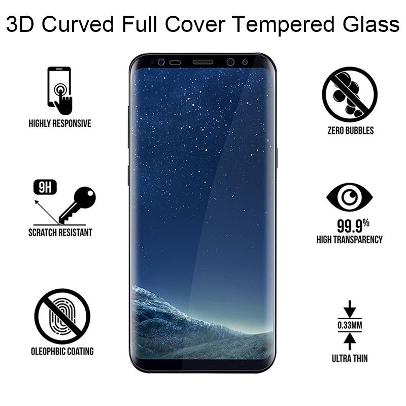 Phim Kính Cường Lực Cạnh Đen Cong 100D Cho Samsung Note S9 S8 S7 S23 S22 S21 S20 S10 S 20 10 9 8 Plus Ultra Edge 5G 4G UW Ánh Sáng Sang Trọng Chống Trầy Xước Bảo Vệ Chống Cháy Nổ