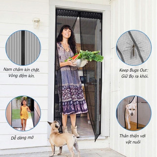 Rèm Cửa Từ Tính Chống Muỗi, Côn Trùng Tự Dính, Dễ Lắp Đặt Không Cần Khoan Đục