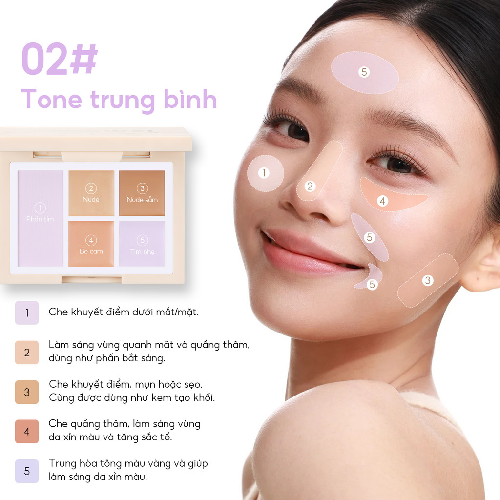 FelinWel - Bảng Che Khuyết Điểm Đa Năng Gồm 2 Tông Màu, Hiệu Chỉnh Màu Da + Phấn Phủ, Kết Cấu Mịn Ẩm, Kèm Cọ Tùy Chọn