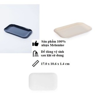 Khay (dĩa) đựng khăn lạnh hình chữ nhật nhựa Melamine màu đen/trắng/nâu/đá xanh - Phương Trang