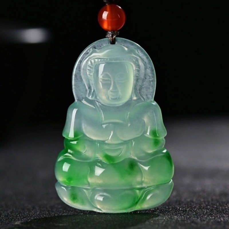Đá Tự Nhiên Mặt Dây Chuyền Nhiều Màu Sắc Đá Trong Suốt Guanyin Bodhisattva Nam Nữ Mặt Dây Chuyền