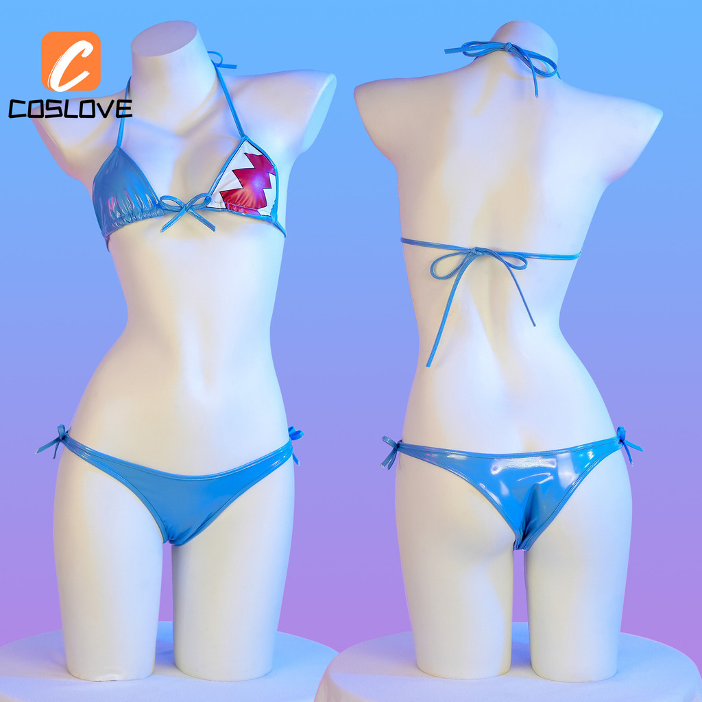 Hololive Gawr Gura Cá Mập Bikini Phù Hợp Với Người Phụ Nữ Một Kích Thước Đồ Bơi Mùa Hè Kỳ Nghỉ Trang Phục Hoạt Hình Phong Cách Cos Đồ Bơi