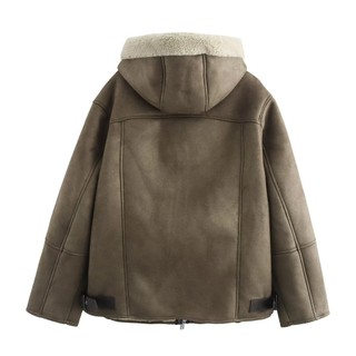 Áo Zara made in Morocco da lộn phối lông cừu nhân tạo cá tính