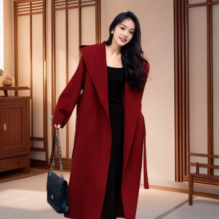 [Giảm giá khách hàng mới] Áo khoác gió len có mũ trùm đầu dành cho nữ có dây buộc phong cách mới dáng rộng thông thường