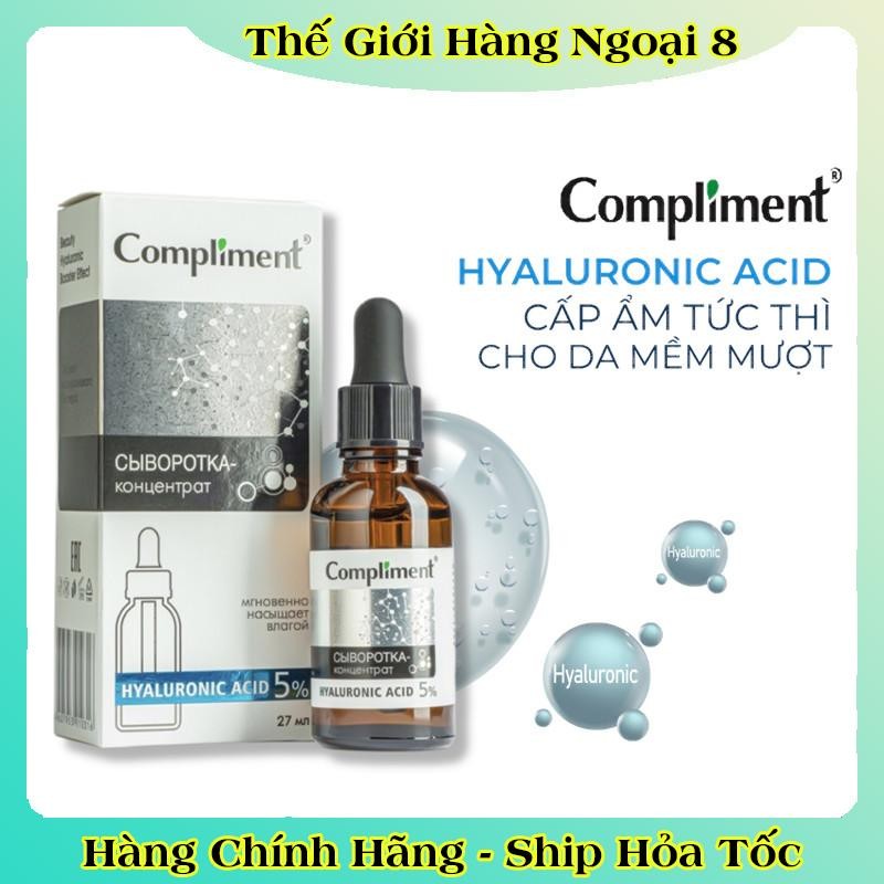 Serum 5% Hyaluronic Acid (HA) 27ml Compliment giúp cấp nước, giữ ẩm, phục hồi và nuôi dưỡng làn da mịn màng của Nga