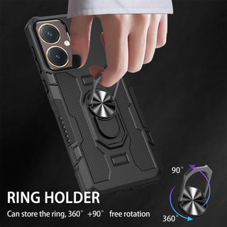 Dành Cho Vivo Y27 Ốp điện thoại PC Cứng Lưng Mềm TPU Edge Bảo Vệ Camera Nhẫn Giá Đỡ Chân Đế Chống Sốc Mỏng Vỏ