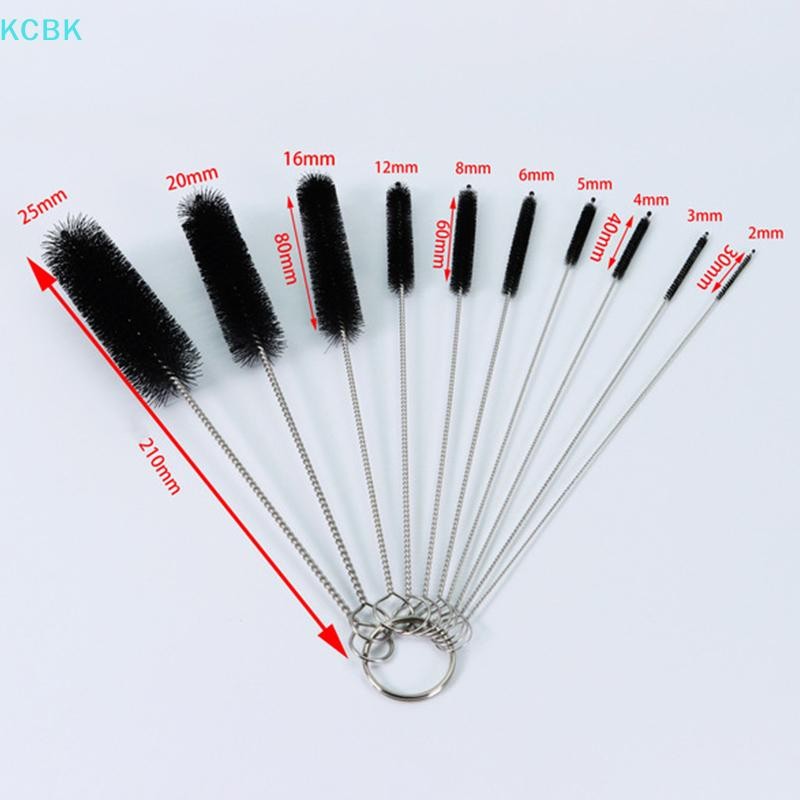 [Kc] Bộ cọ làm sạch ống hút tóc mềm không gỉ Bộ lông Nylon Ống hút chai ống [BK]