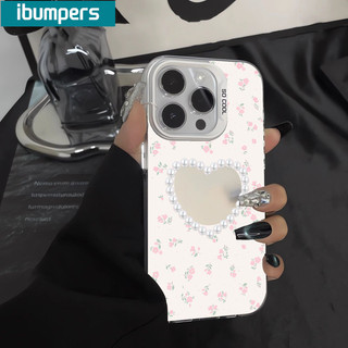 ibumpers Ốp Lưng IPhone Hàn Quốc Đẹp Họa Tiết Ren Trái Tim Ốp Điện Thoại IMD Cứng Trơn Chống Bẩn Chống Sốc Cho IPhone 16 15 14 12 13 11 Pro Max