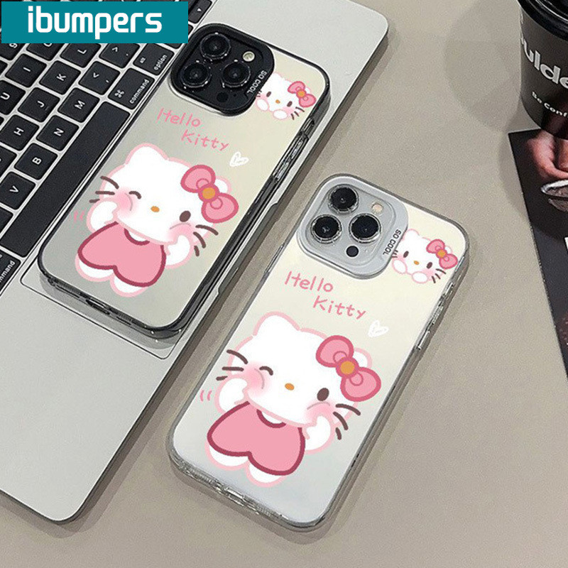 ibumpers Ốp Lưng IPhone Họa Tiết Hello Kitty Dễ Thương Ốp Điện Thoại IMD Cứng Trơn Chống Bẩn Chống Sốc Cho IPhone 16 15 14 12 13 11 Pro Max