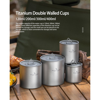 Boundless Voyage Titan Đôi Tường Ly Có Nắp Có Thể Xếp Chồng Trà Kim Loại Cà Phê Cốc Uống Ngoài Trời Di Động Drinkware
