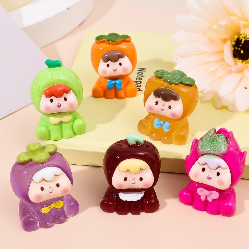 Trang trí bàn làm việc búp bê trái cây dễ thương - Dạ quang, Phim hoạt hình, Mini, Ngẫu nhiên - Trang trí nội thất ô tô - Phụ kiện vật liệu DIY - Các bức tượng động vật cảnh vi mô