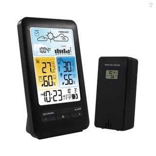 Đồng hồ báo thức trạm thời tiết LCD có Snooze Máy đo độ ẩm nhiệt độ ngoài trời trong nhà kỹ thuật số Máy đo độ ẩm có đèn nền / Ngày / Tuần / Giai đoạn mặt trăng / Mức độ thoải mái / Dấu hiệu báo động