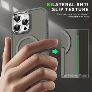 Ốp điện thoại Acrylic mờ vàng titan sa mạc Vỏ khung vô hình từ tính cho IPhone 16 15 14 Plus 13 12 11 Pro Max 360 ° Vỏ bảo vệ chống rơi Vỏ sạc không dây