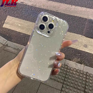 [Jlk] Ốp Điện Thoại Trong Suốt Lấp Lánh Mềm Mại Cho iPhone 11 12 13 14 15 16 Pro Max Plus Ốp Lưng Silicon Trong Suốt Chống Sốc
