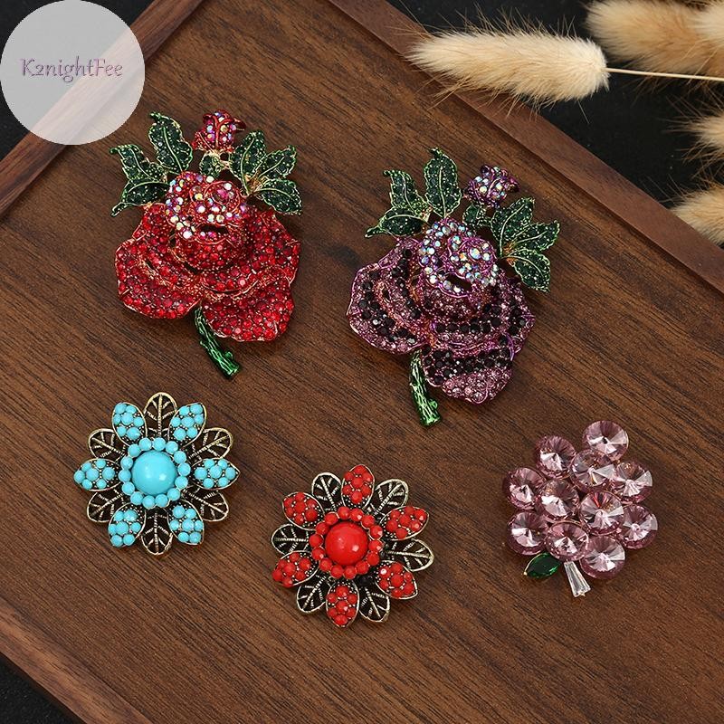 K2nightfee Hình Hoa Ngọt Ngào Ve Áo Pin Kẻ Sọc Sáng Bóng Kim Cương Giả Thổ Cẩm Dành Cho Nữ Bé Gái Đa Năng Corsage Quần Áo Phụ Kiện Quà Tặng VN
