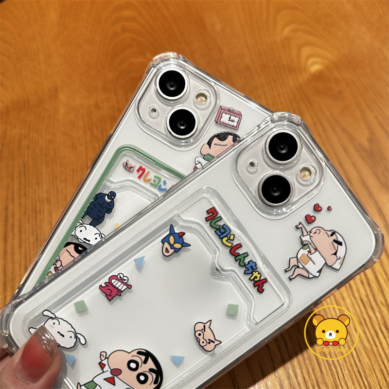 Vỏ Đựng Thẻ Crayon Shin-chan Cho Samsung Galaxy A56 A26 M36 A16 A06 M55 A55 A35 A25 A15 M15 F15 M54 5G 4G Vỏ Sang Trọng Hoạt Hình Cặp Đôi Dễ Thương Ví Mềm Vỏ Điện Thoại