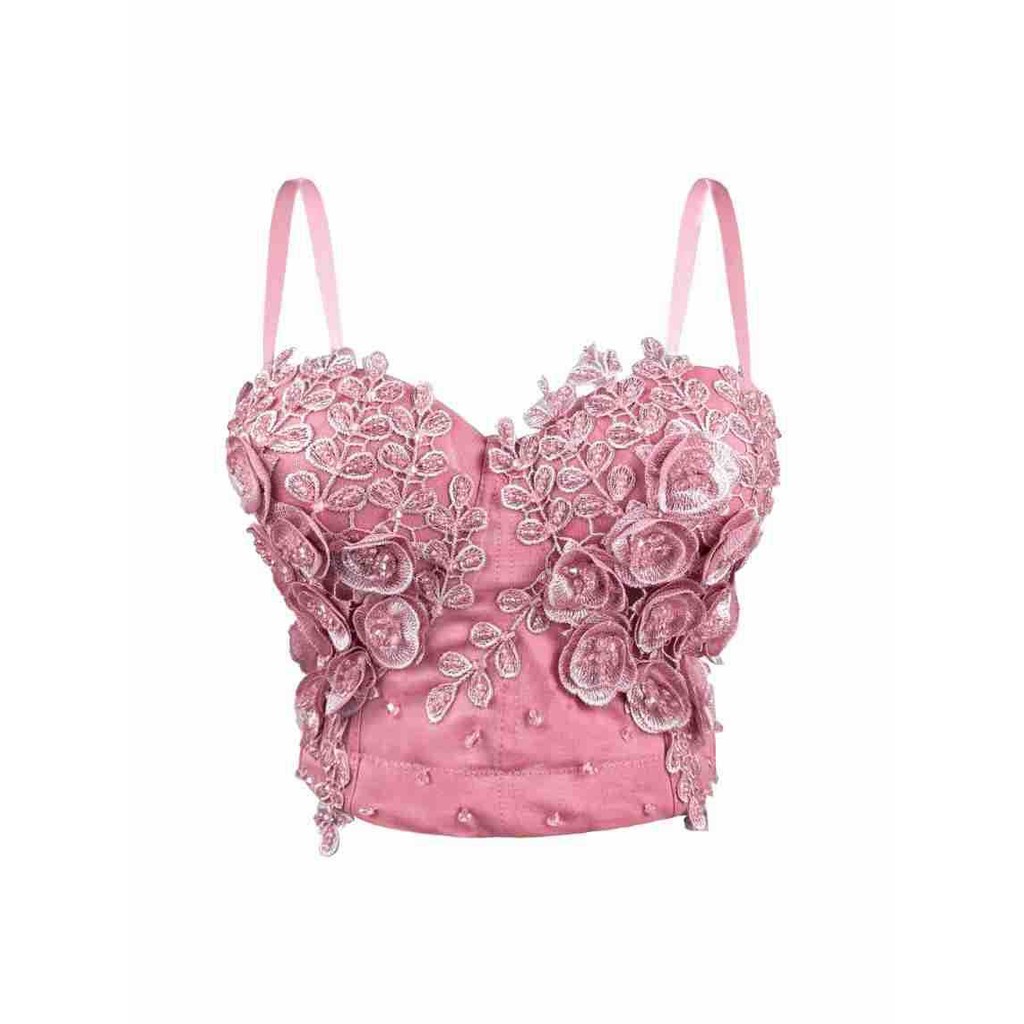 Pure Desire Phong Cách Ren Sling Cảm Giác Cao Cấp Siêu Ngắn Slim-fit Cánh Hoa Nữ Eo Hẹp Xuân Hè Xương Cá Corset Mặc Ngoài