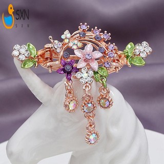 Hoa Lạ Mắt Vuốt Tóc Hàm Kẹp Pha Lê Chống Trơn Trượt Vintage Kẹp Tóc Với Kim Cương Giả Mặt Dây Chuyền Hàm Kẹp Barrette Phụ Kiện Dành Cho Nữ Cô Gái