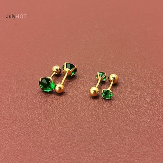 Julyhot 1 Đôi Bông Tai Tragus Xanh Tròn Nhỏ Stud Lobe Xuyên Sụn Stud Xoắn Trang Sức Cz Barbell Xuyên Bông Tai Massivedeals