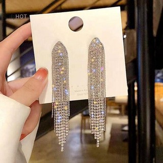 Julyhot Dài sel Full Kim Cương Giả Thả Bông Tai Nữ Ovsize Pha Lê Tòn Ten Bông Tai Trang Sức Thời Trang Phụ Kiện Massivedeals