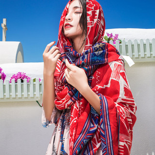 Khăn lụa đỏ mỏng, khăn choàng chống nắng cho phụ nữ, phong cách dân tộc, khăn tắm du lịch bãi biển, khăn choàng mùa hè, khăn điều hòa 4.11 WWFW