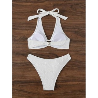 Đồ Bơi Nữ Màu Đen Trắng Trái Tim Trang Trí Dây Hai Mảnh Bikini Đồ Bơi